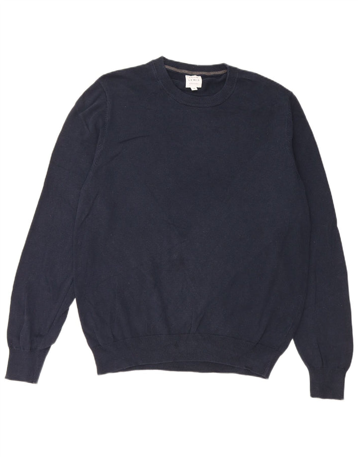 John Lewis Pull à col rond pour homme en coton bleu marine moyen