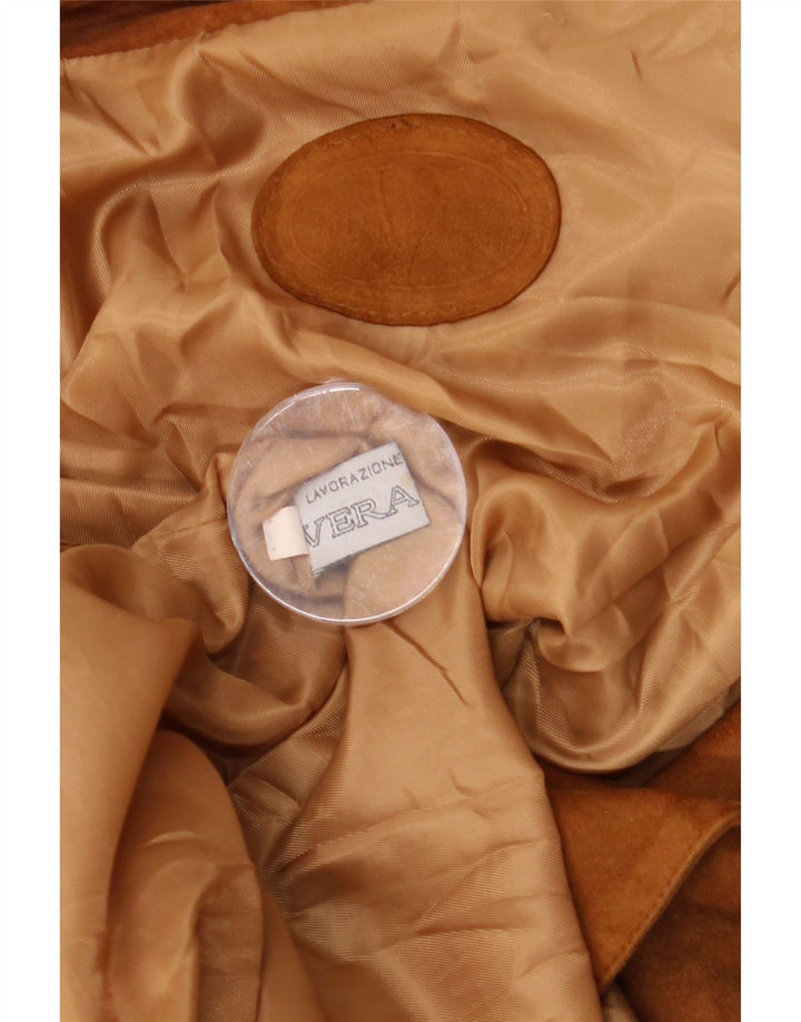 VINTAGE Manteau en daim femme UK 20 2XL Cuir Beige