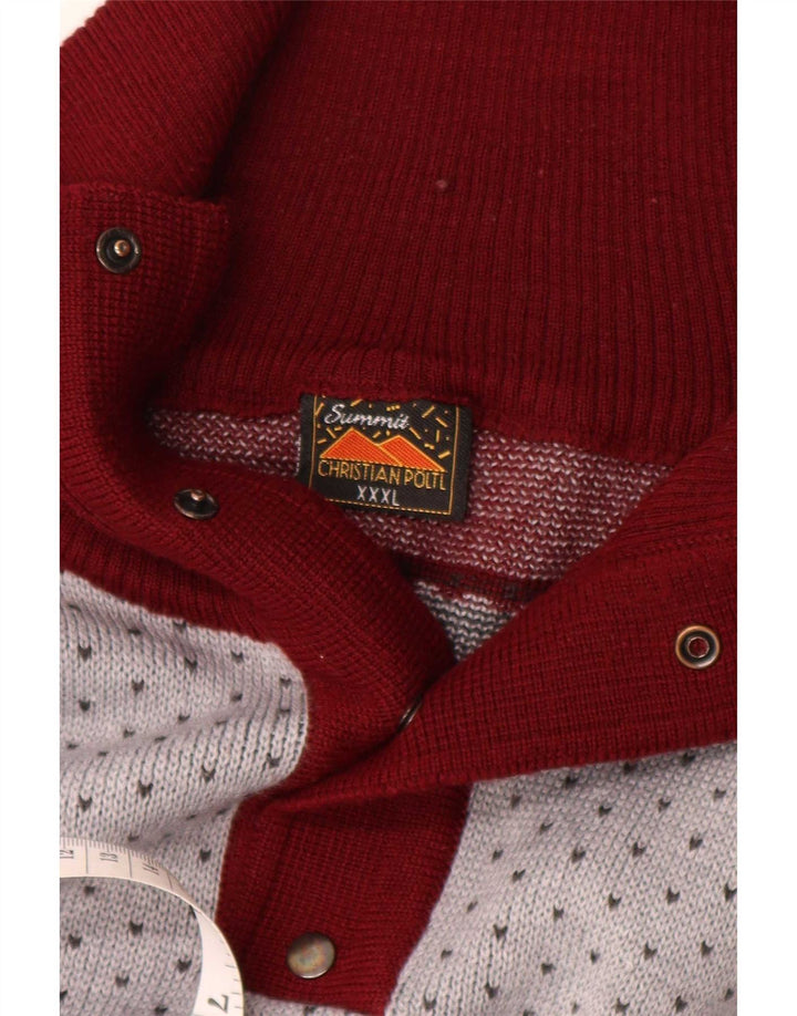Summit Pull à col boutonné pour homme 3XL en laine Fair Isle multicolore