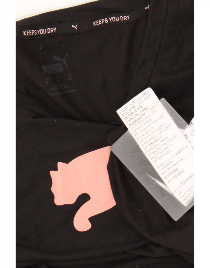 Puma T-shirt graphique pour femme UK 14 Noir moyen Polyester