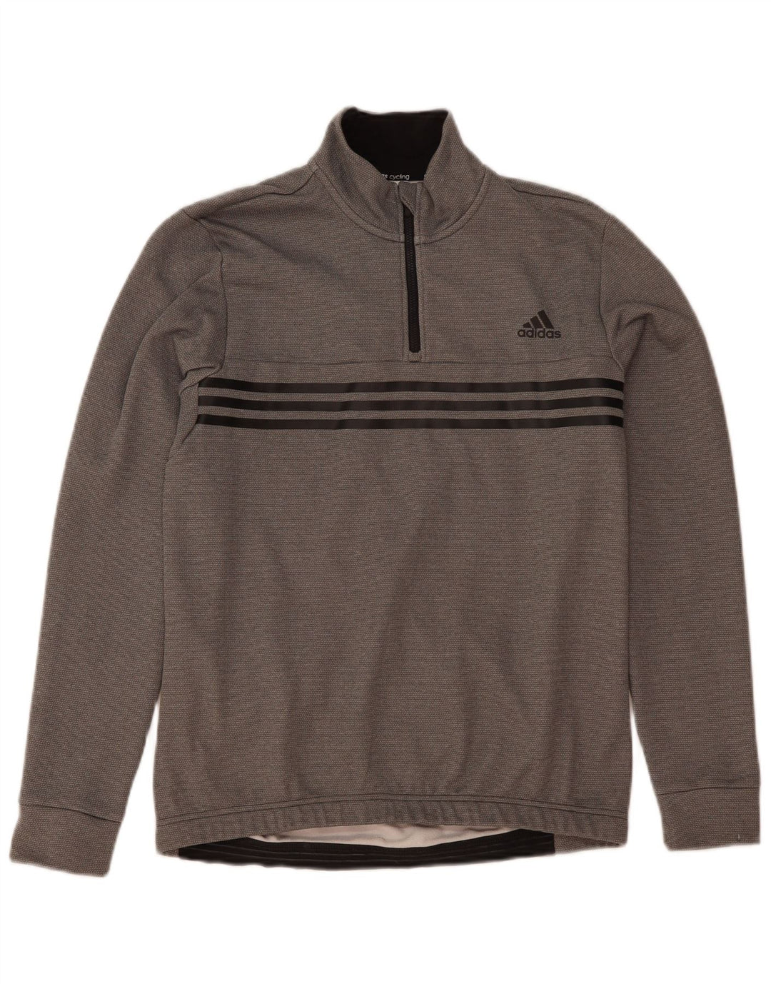 Adidas Mens Zip Neck Sweatshirt Jumper Grand Gris Polyester