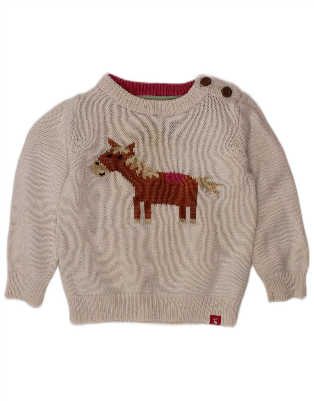 JOULES Pull col bateau pour bébé fille 12-18 mois Blanc imprimé animal