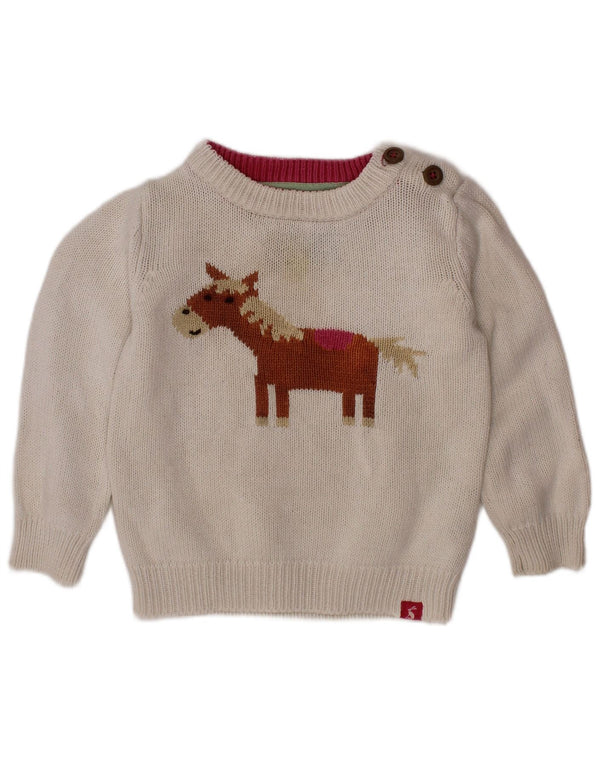 JOULES Pull col bateau pour bébé fille 12-18 mois Blanc imprimé animal