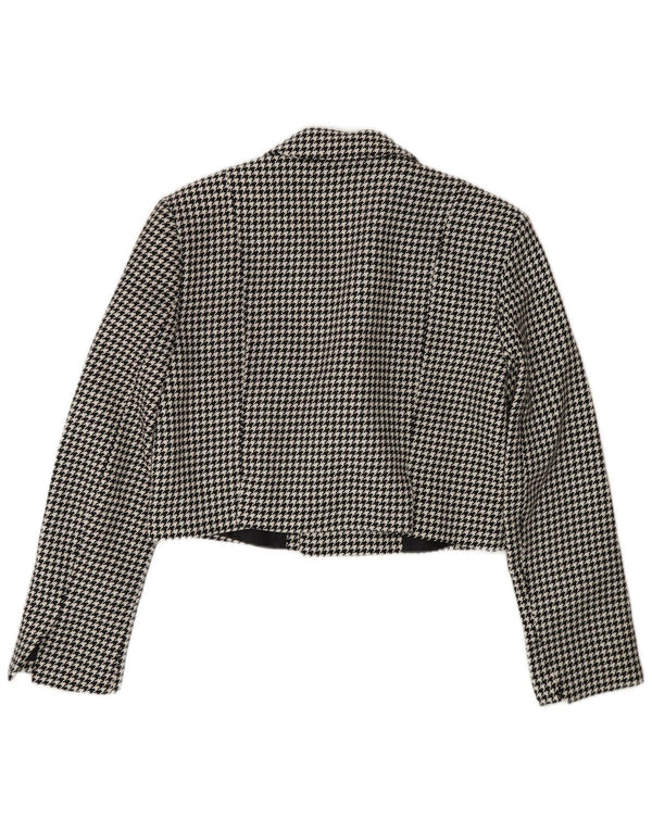 Zara Veste boléro surdimensionnée pour femme UK 10 Petit pied-de-poule noir