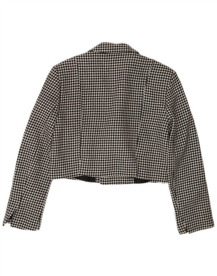 Zara Veste boléro surdimensionnée pour femme UK 10 Petit pied-de-poule noir