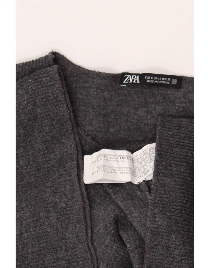 Zara Femme T-Shirt Oversize Top UK 10 Petit Gris Polyester