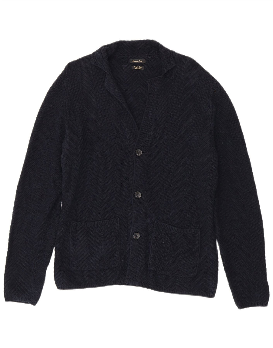 Massimo Dutti Pull Cardigan Homme Bleu Marine Moyen Coton