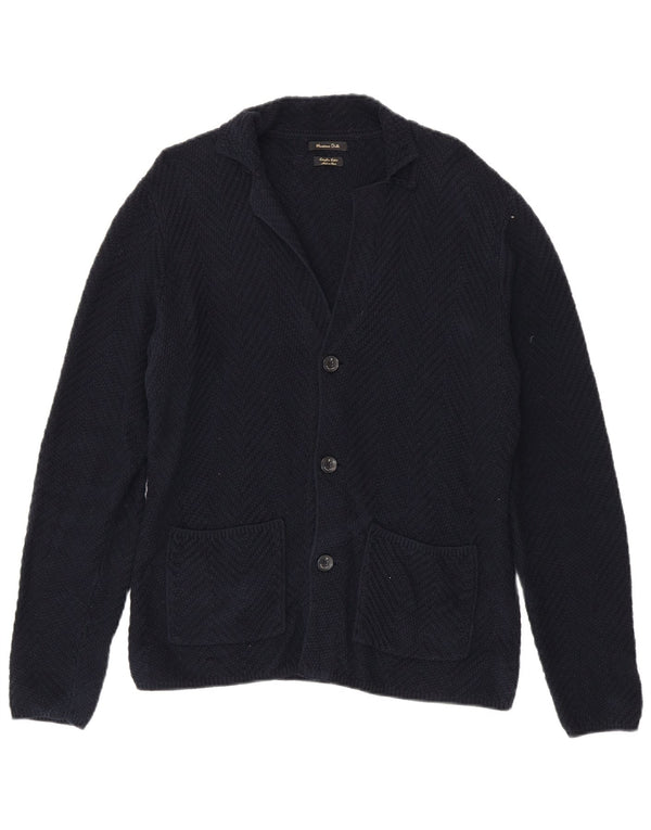 Massimo Dutti Pull Cardigan Homme Bleu Marine Moyen Coton