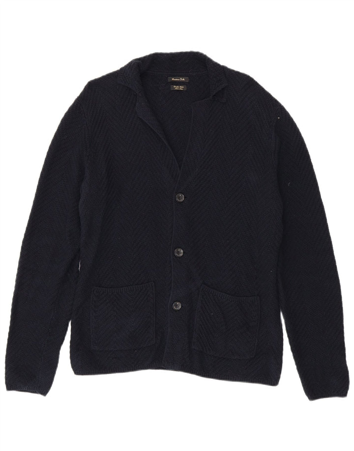 Massimo Dutti Pull Cardigan Homme Bleu Marine Moyen Coton