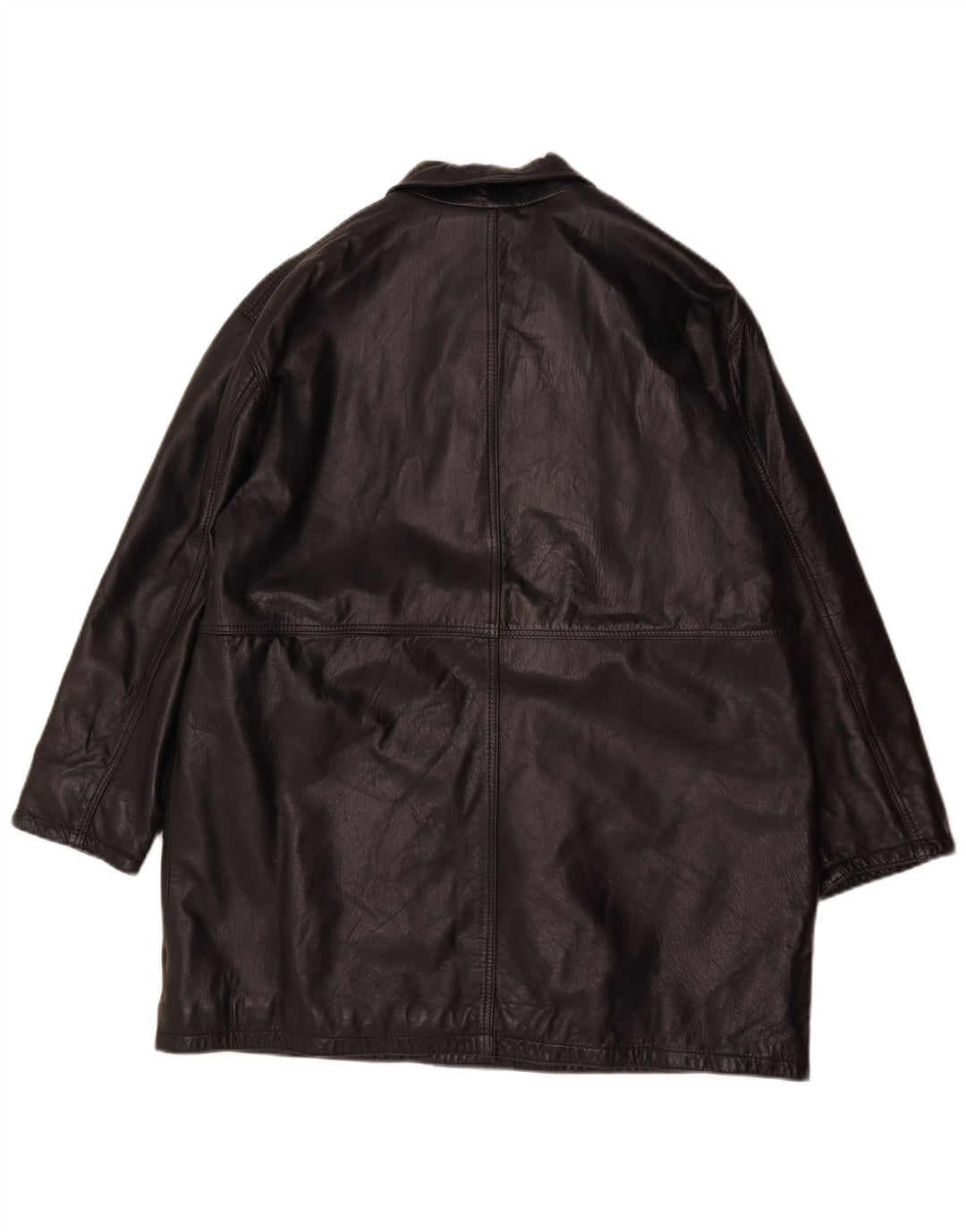 Veste en cuir surdimensionnée femme vintage IT 44 Cuir noir moyen