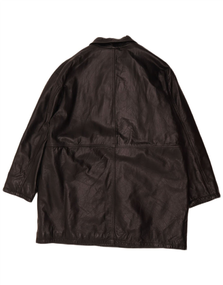 Veste en cuir surdimensionnée femme vintage IT 44 Cuir noir moyen