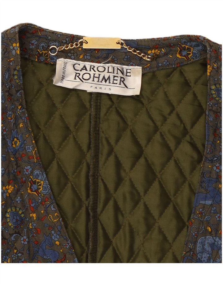 Caroline Rohmer Veste blazer à 1 bouton pour femme UK 12 Kaki moyen floral