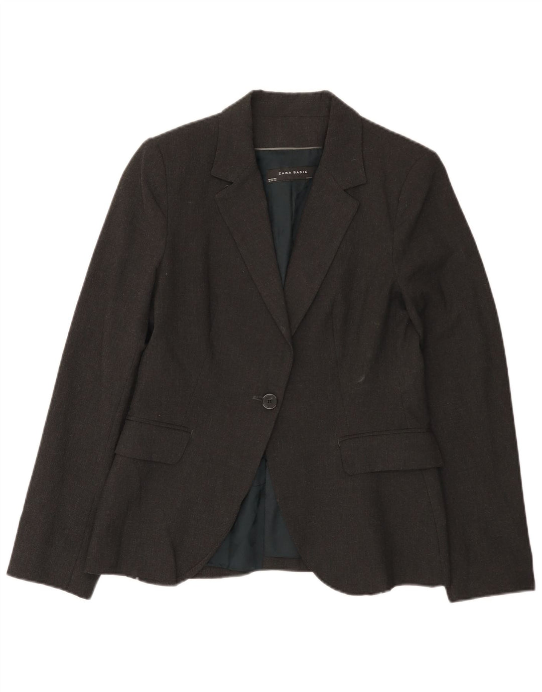 Zara Veste Blazer 1 Bouton Femme EU 40 Gris Moyen