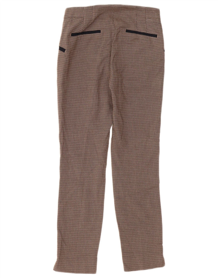 Zara Pantalon décontracté slim pour femme Petit W26 L28 Marron à carreaux