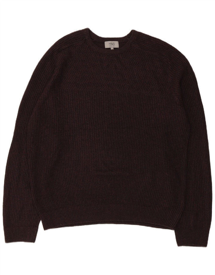 Marks & Spencer Pull à col rond pour homme XL Marron Acrylique