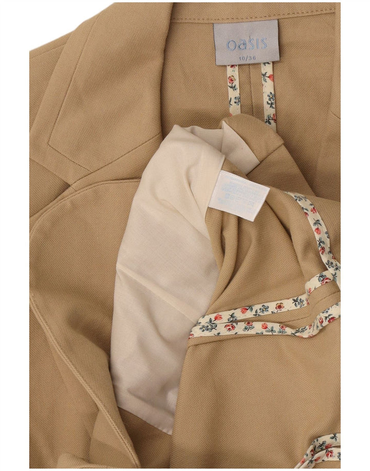 Oasis Veste blazer 1 bouton pour femme UK 10 Petit coton beige