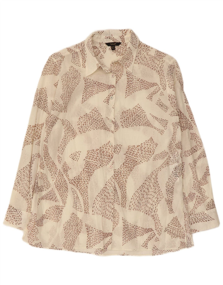 Massimo Dutti Chemise à motif abstrait pour femme EU 38 Petit coton blanc