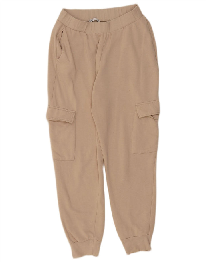 Zara Femme Pantalon De Survêtement Cargo Joggers Large Beige