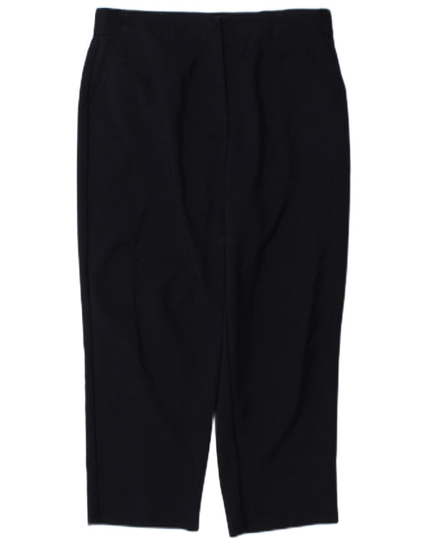 Marks & Spencer Pantalon Capri Femme UK 12 Medium W30 L22 Bleu Marine Coton
