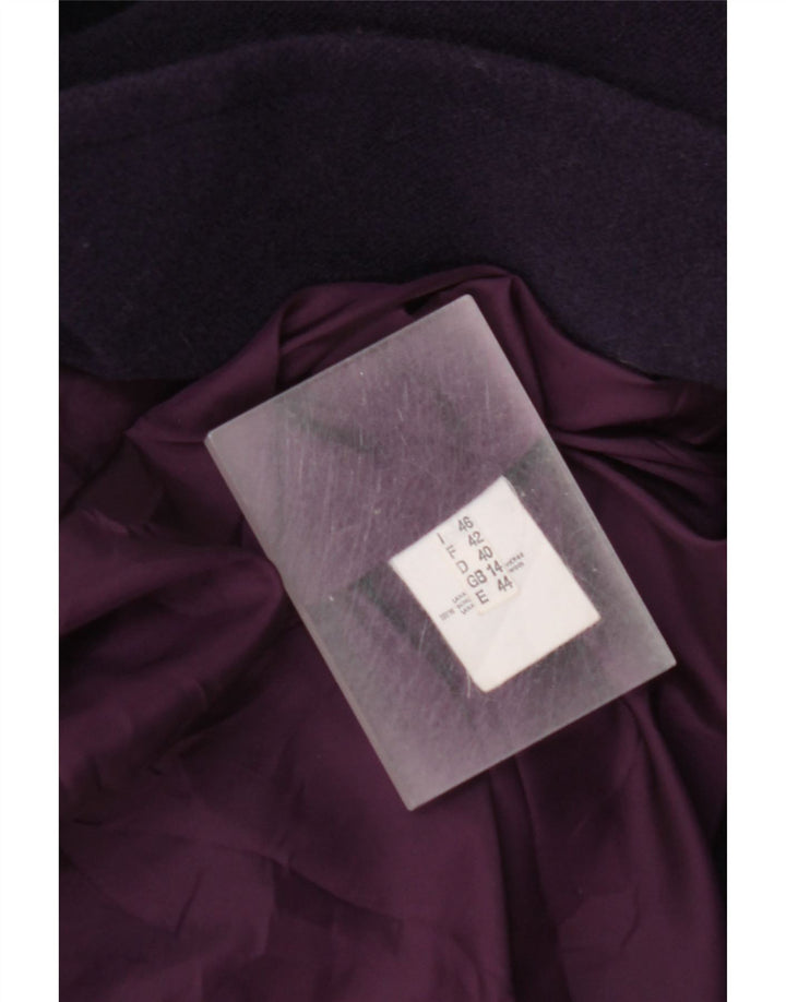 vintage Womens Overcoat Overcoat UK 14 Grande laine vierge violette