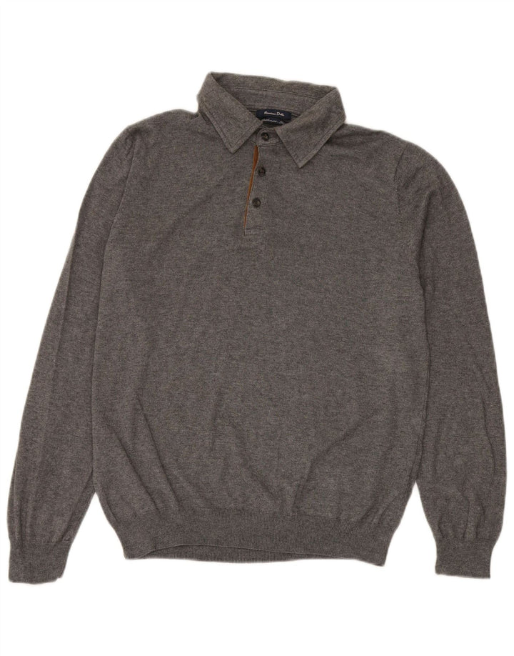 MASSIMO DUTTI Pull col polo homme grand gris coton