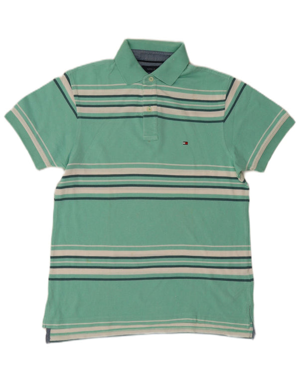 Tommy Hilfiger Polo Homme XS Turquoise Rayé Coton
