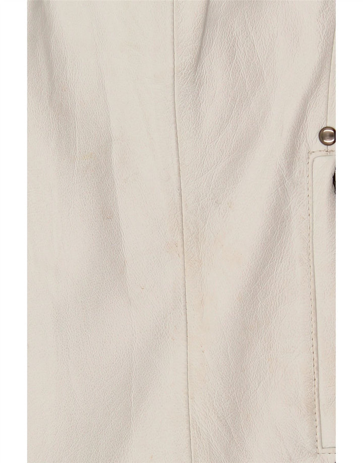 veste en cuir femme vintage EU 42 Grand cuir blanc