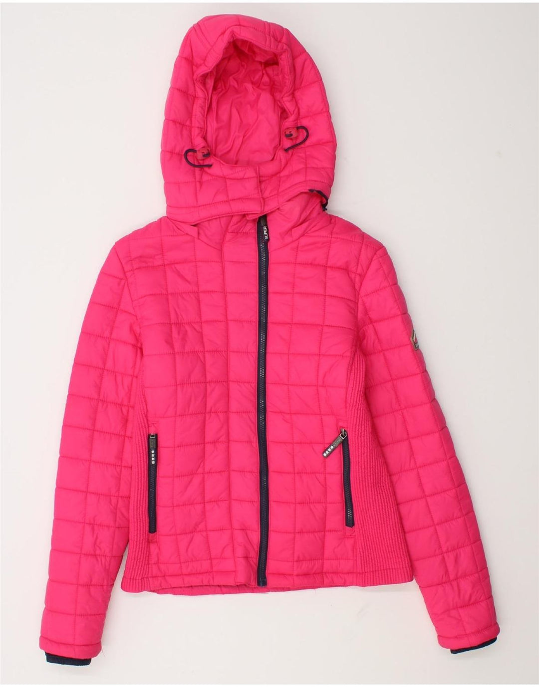 Superdry Veste matelassée à capuche pour femme UK 12 Nylon rose moyen