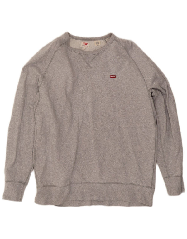 Levi's Sweatshirt Jumper Large Gris Moucheté Coton Homme