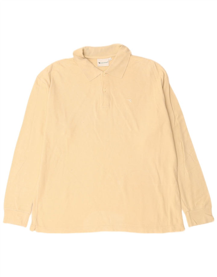 DIADORA Polo Manches Longues Homme IT 50 Coton Beige Moyen