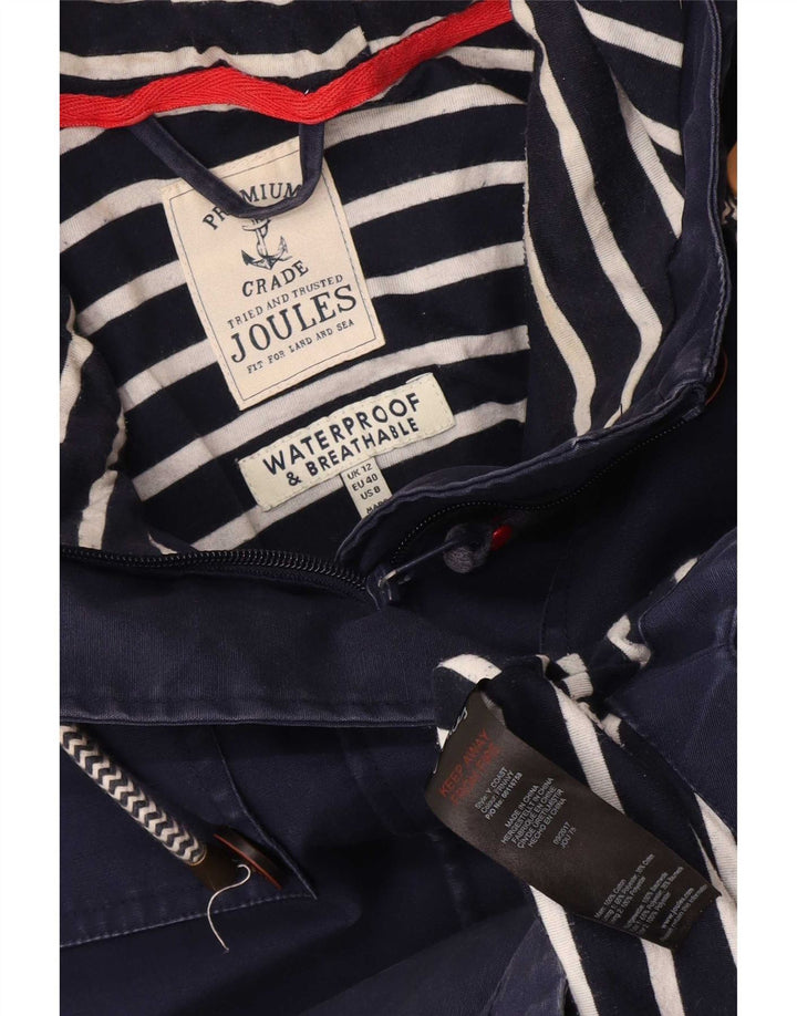 Joules Manteau imperméable à capuche pour femme UK 12 en coton bleu marine moyen