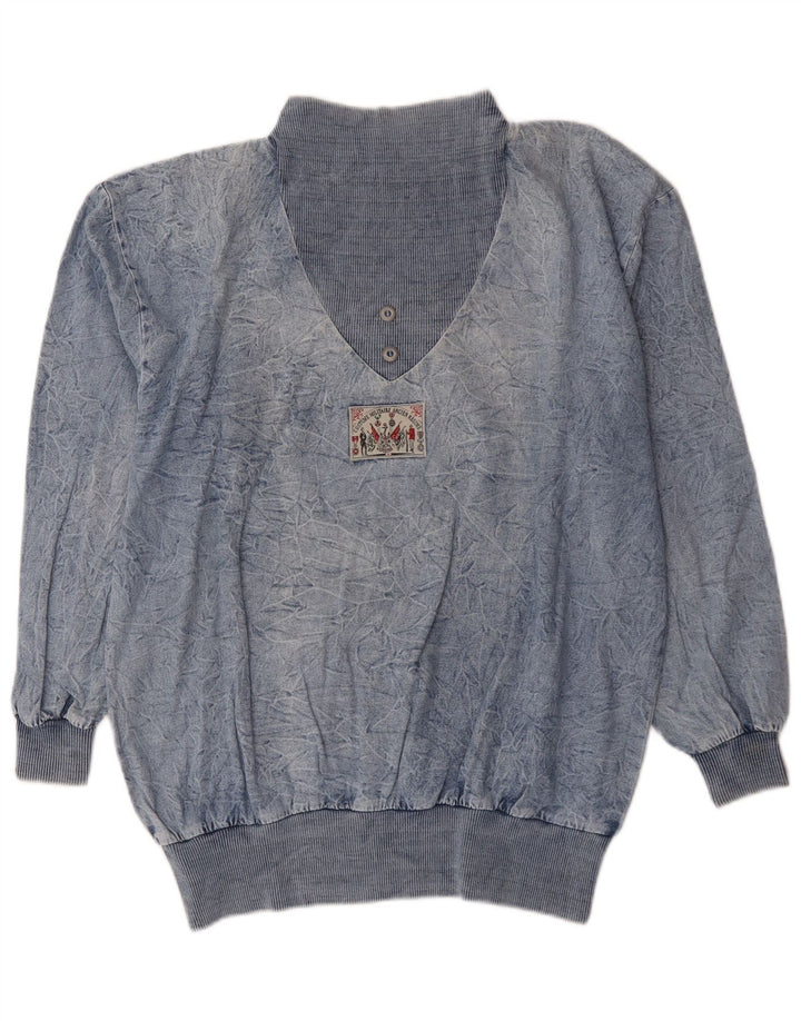 vintage Femme Sweat-shirt surdimensionné Jumper EU 44 XL Coton Bleu