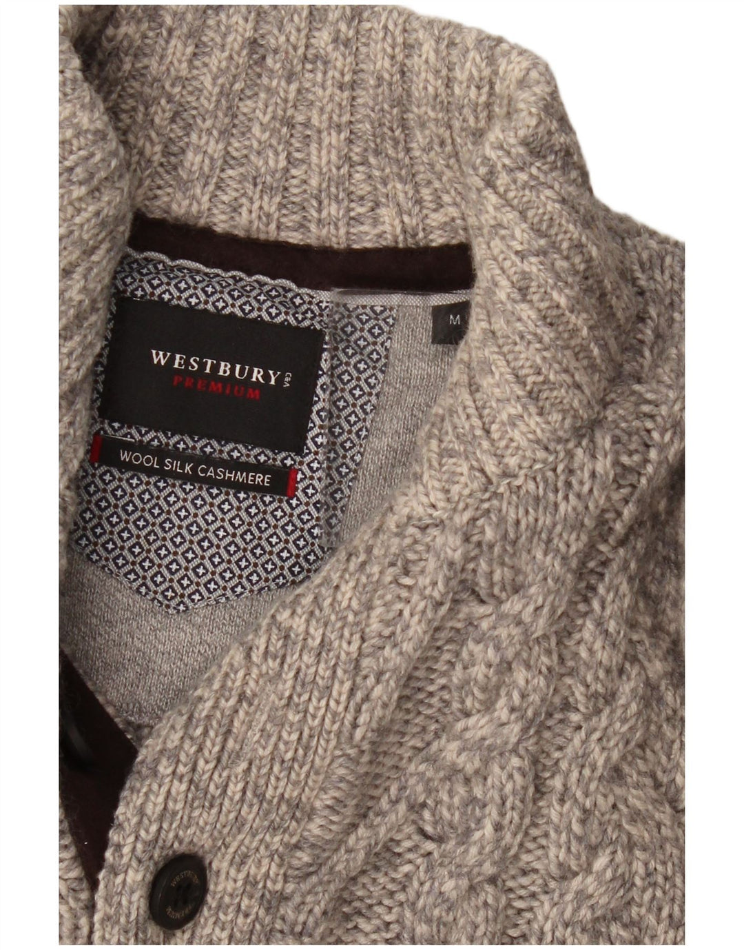 WESTBURY Pull col boutonné pour homme en laine gris moyen