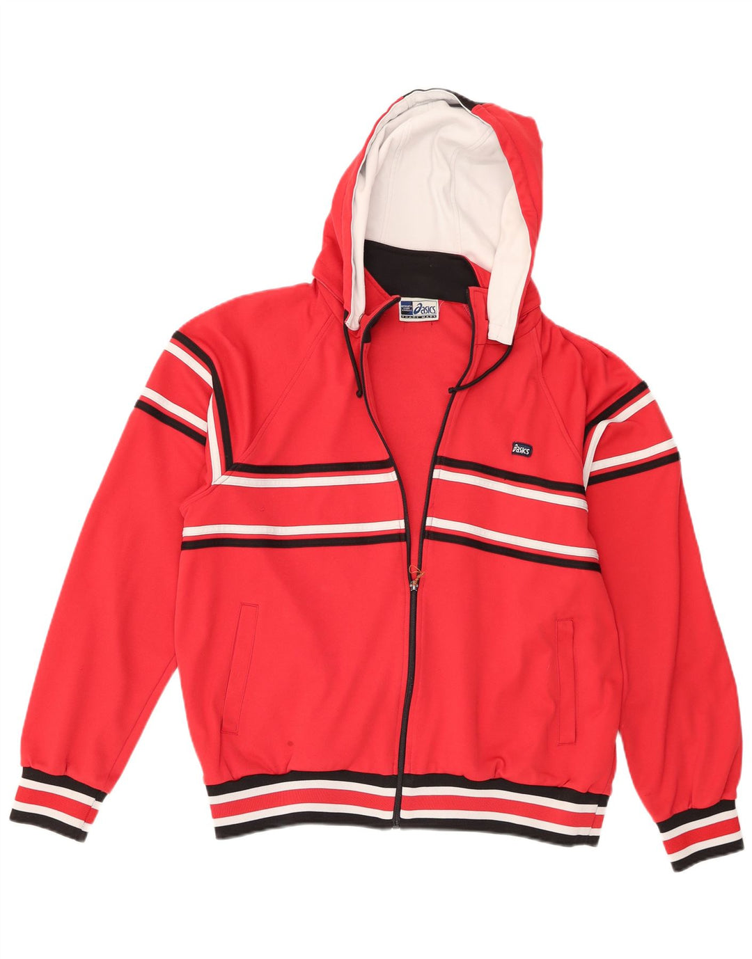 Asics Sweat à Capuche Zippé Homme Rouge Moyen Rayé Sports