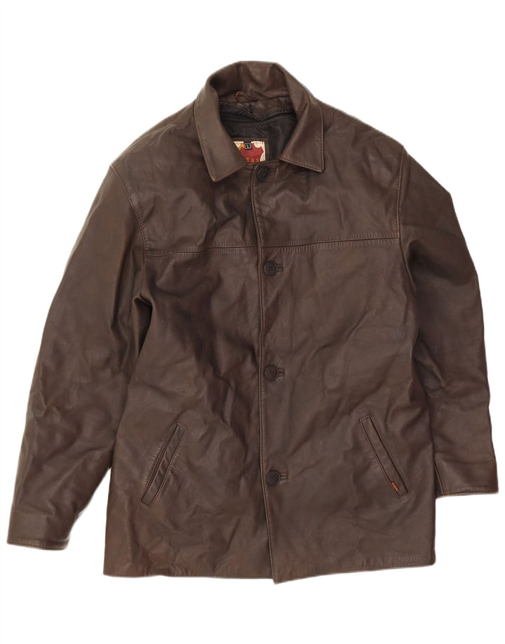 veste en cuir homme vintage UK 40 Grand cuir brun
