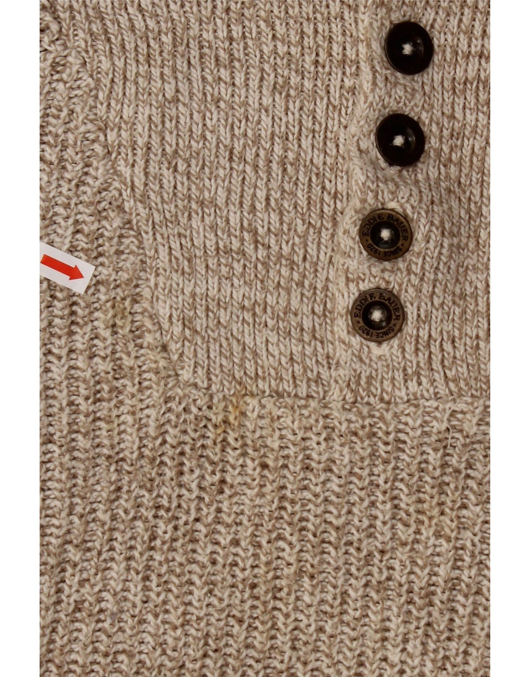 EDDIE BAUER Pull surdimensionné à col boutonné pour homme XL Beige moucheté