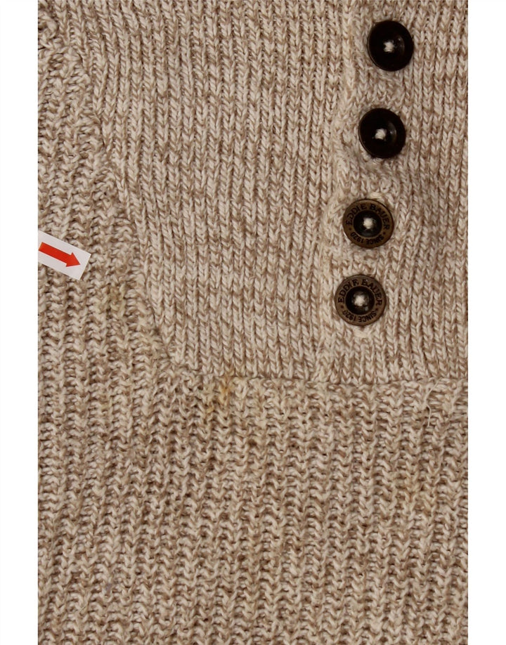 EDDIE BAUER Pull surdimensionné à col boutonné pour homme XL Beige moucheté