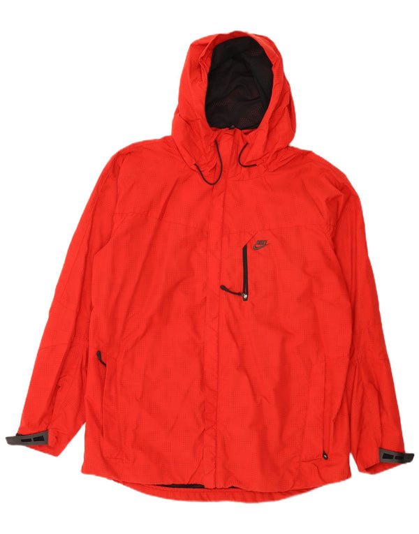 Nike Veste de pluie à capuche pour homme UK 42/44 Grand nylon géométrique rouge