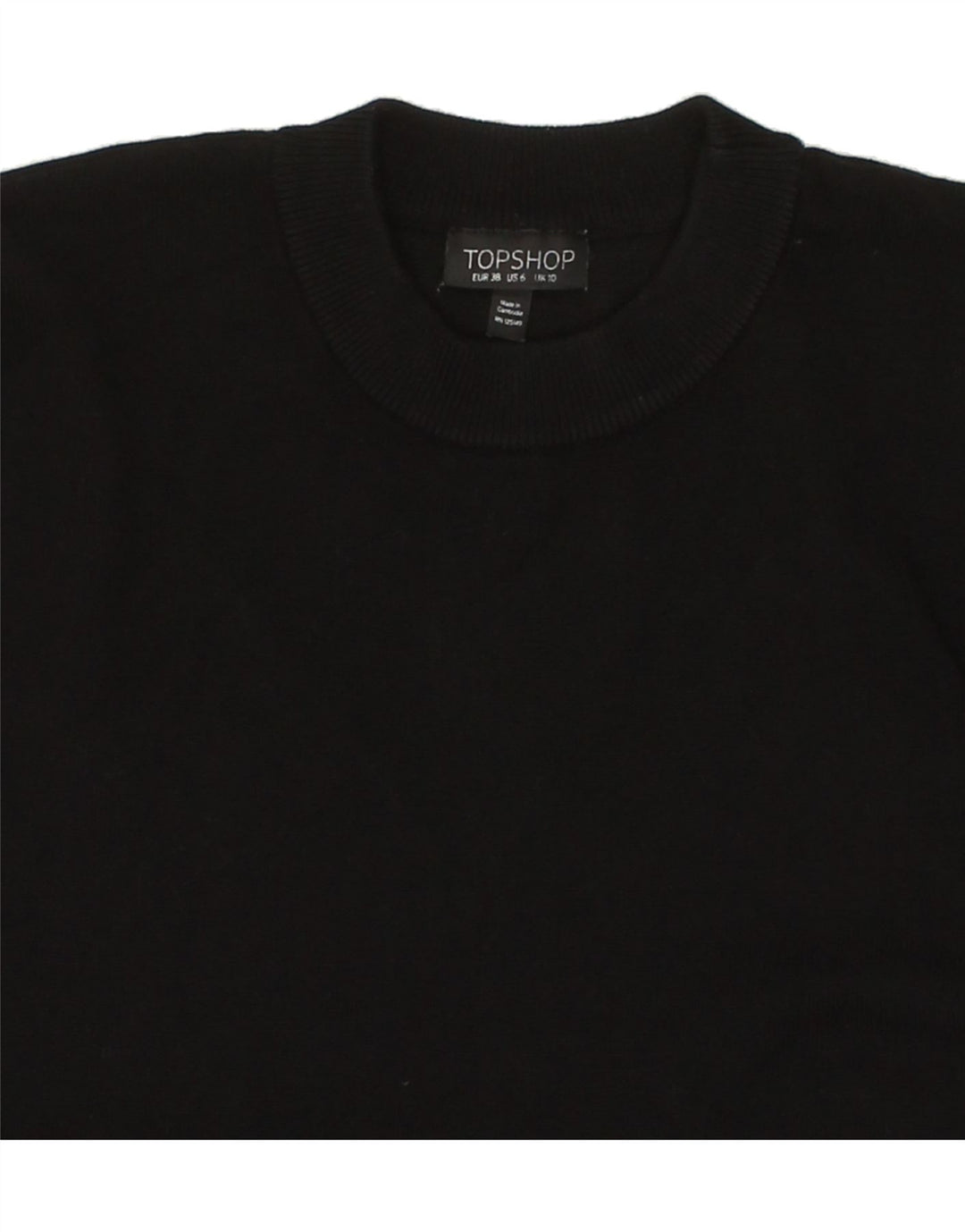 TOPSHOP Womens Oversized Crew Neck Jumper Sweater UK 10 Small Black Vintage Topshop and Second-Hand Topshop from Messina Hembry 