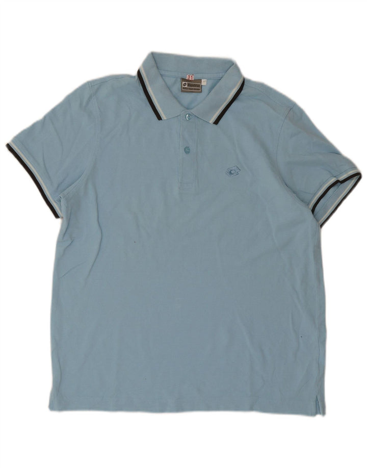 Lotto Polo Homme Large Bleu Rayé Coton