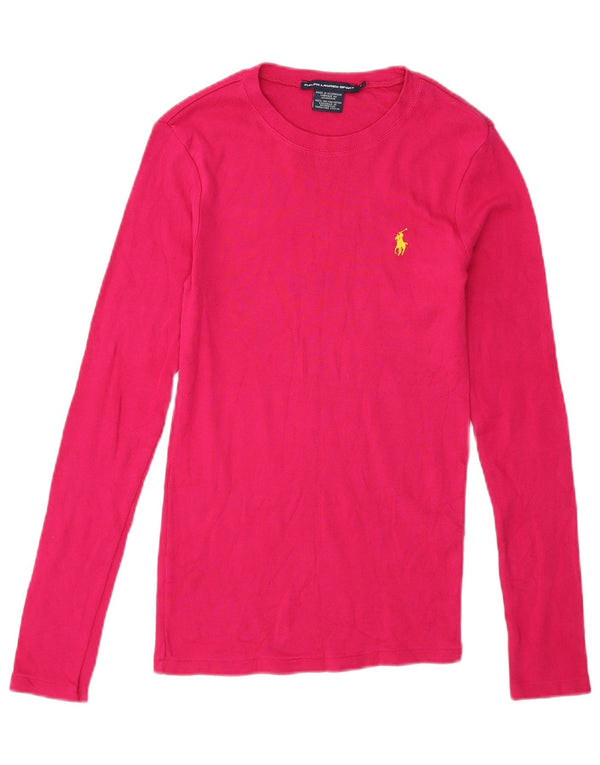 Ralph Lauren Haut à manches longues pour femme UK 8 Petit coton rose