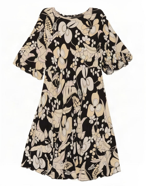 Max & Co. Robe trapèze pour femme UK 44 Grande viscose florale noire