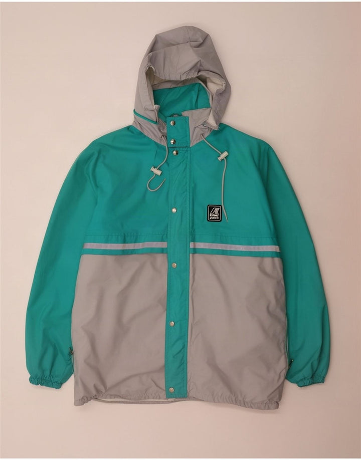K-Way Veste de pluie à capuche pour homme UK 40 Large Turquoise Colourblock Polyamide