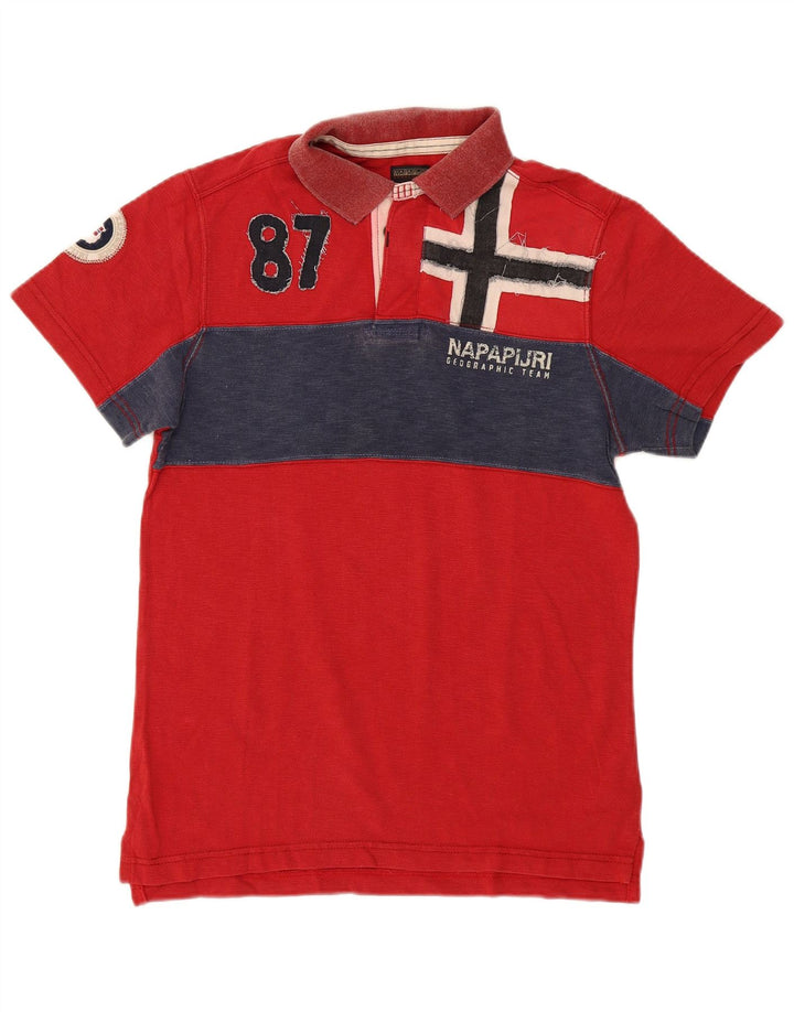 Napapijri Polo Graphique Homme Rouge Moyen Coton