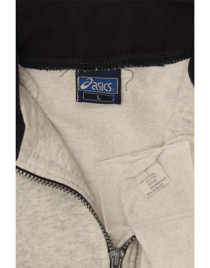 ASICS Sweat-shirt graphique à col zippé pour hommes, grand coton gris