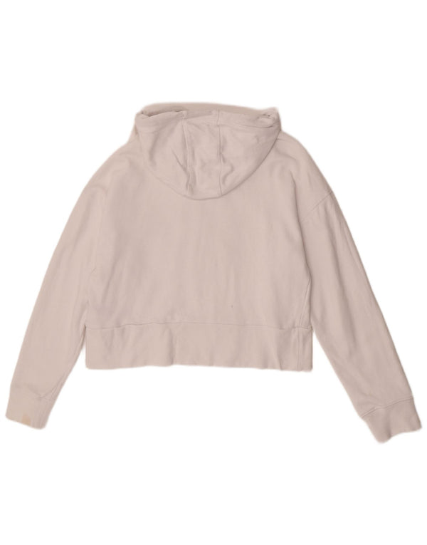 Dkny Pull à capuche court graphique surdimensionné pour femme UK 10 Petit coton blanc