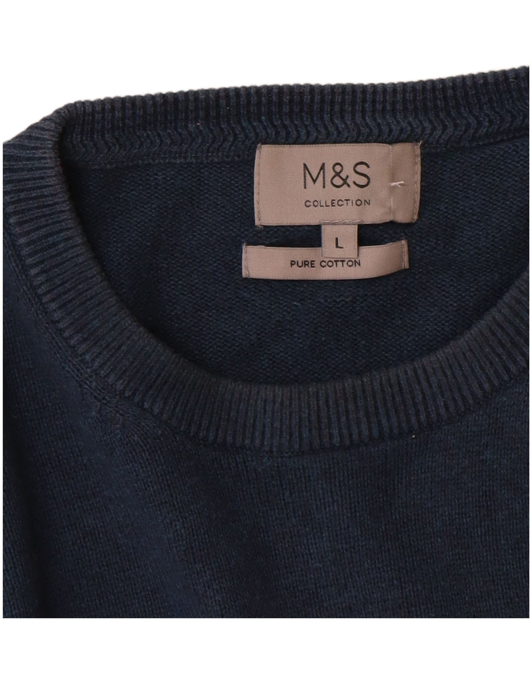 Marks & Spencer Pull à col rond pour homme en coton bleu marine Taille L