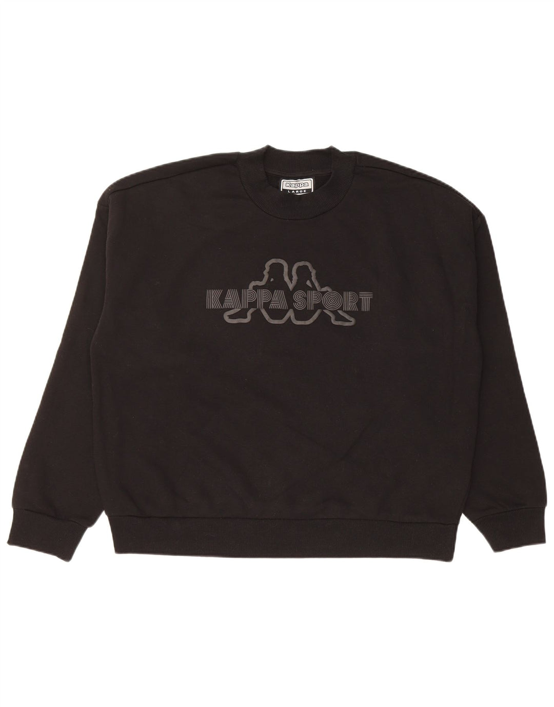 KAPPA Sweat-shirt court surdimensionné pour femme UK 16 Grand Noir