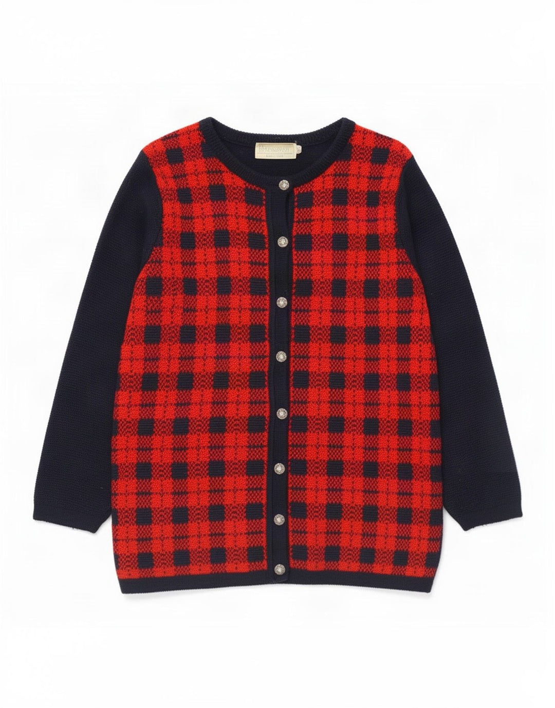 Edinburgh Womens Cardigan Sweater UK 14 Laine à carreaux bleu marine moyen