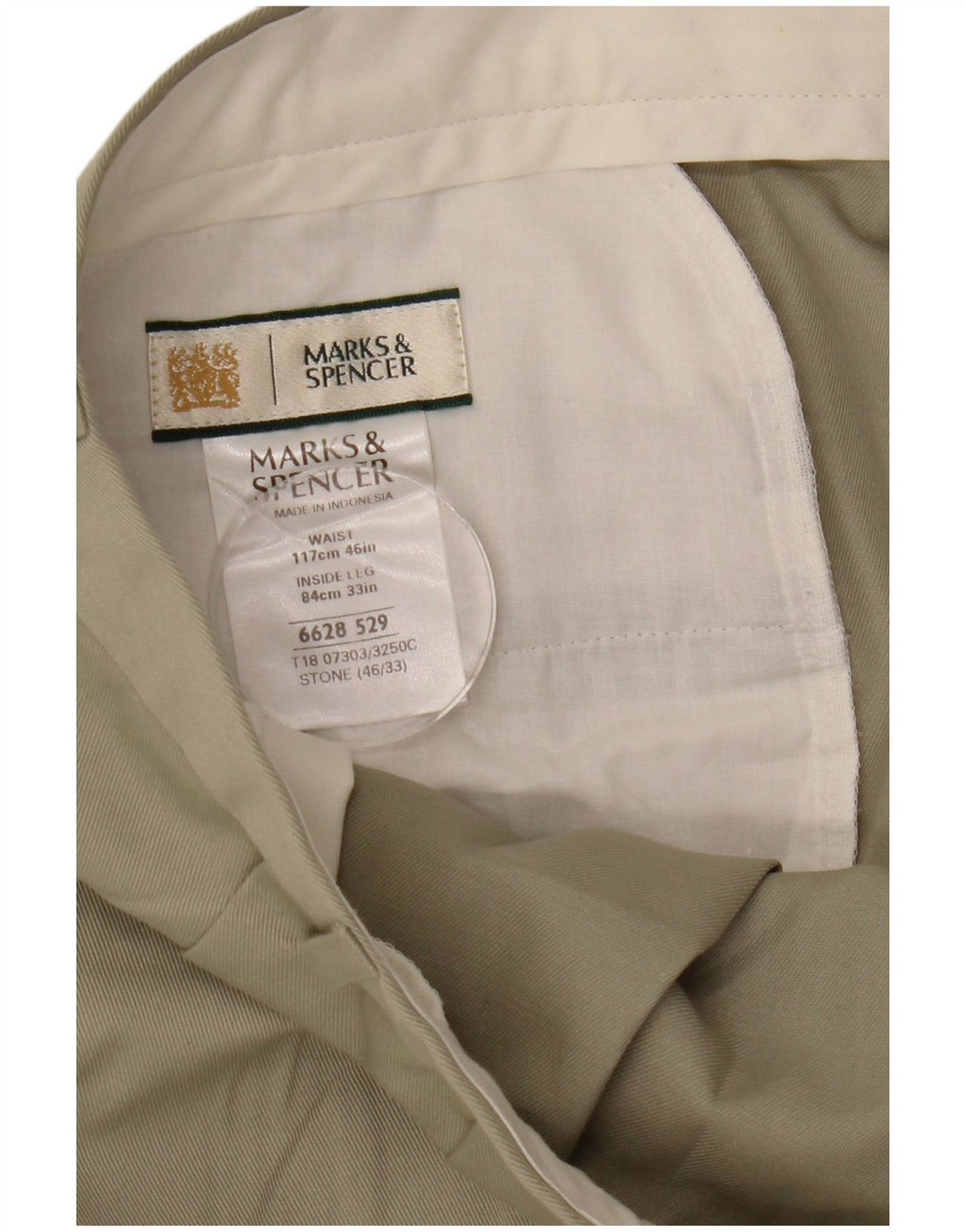 Marks & Spencer Pantalon de costume pour homme W46 L27 Beige Polyester
